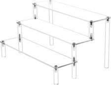 3 Steps Clear Acrylic Display Riser Cupcake Stand Display for Decoration and Org