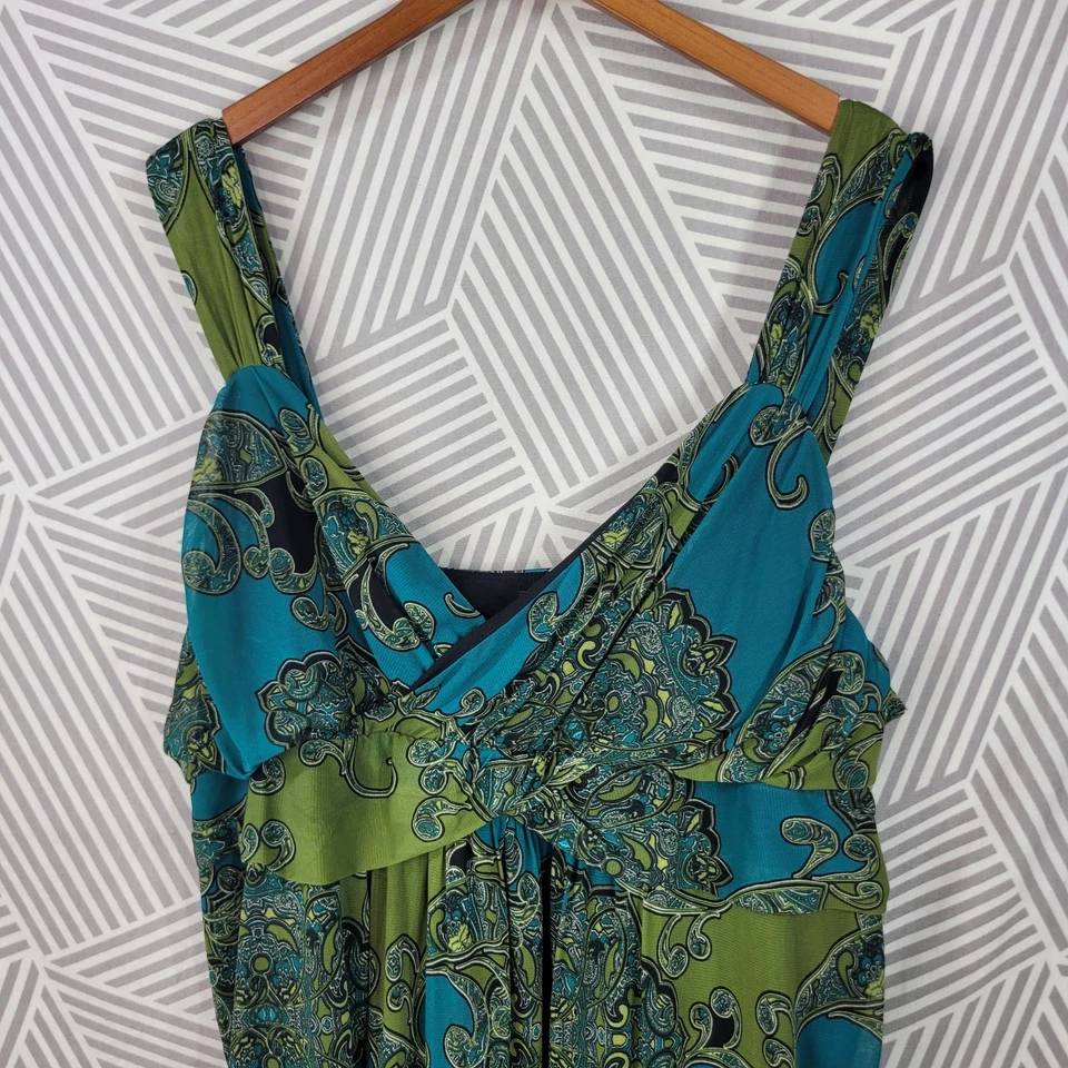 Vestido De Colección Y2K Talla Grande 3X 22/24W Midi Elastizado Espalda Pinup Envolvente Top Verde Azulado Foto 3 de 4