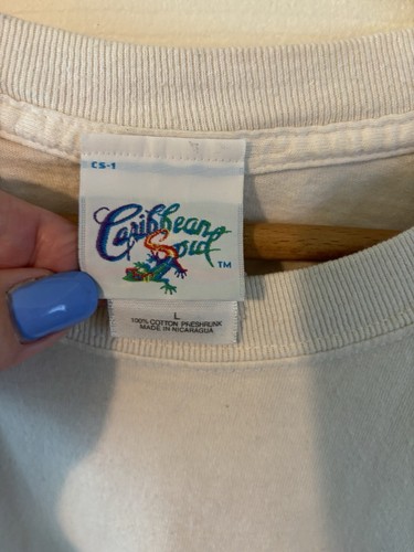 Mens Vtg Caribbean Soul Siesta Key "Into The Drink/Diver's Cocktail" TShirt Sz L - Picture 3 of 7