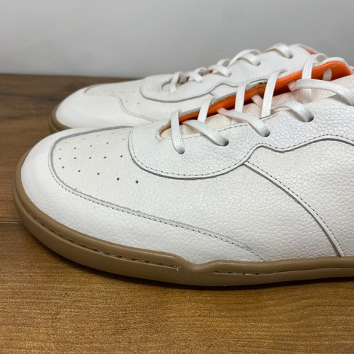 Origo The Retro Shoes Men's 12 White Orange Leather Lace Up Barefoot Sneakers - Picture 3 of 21