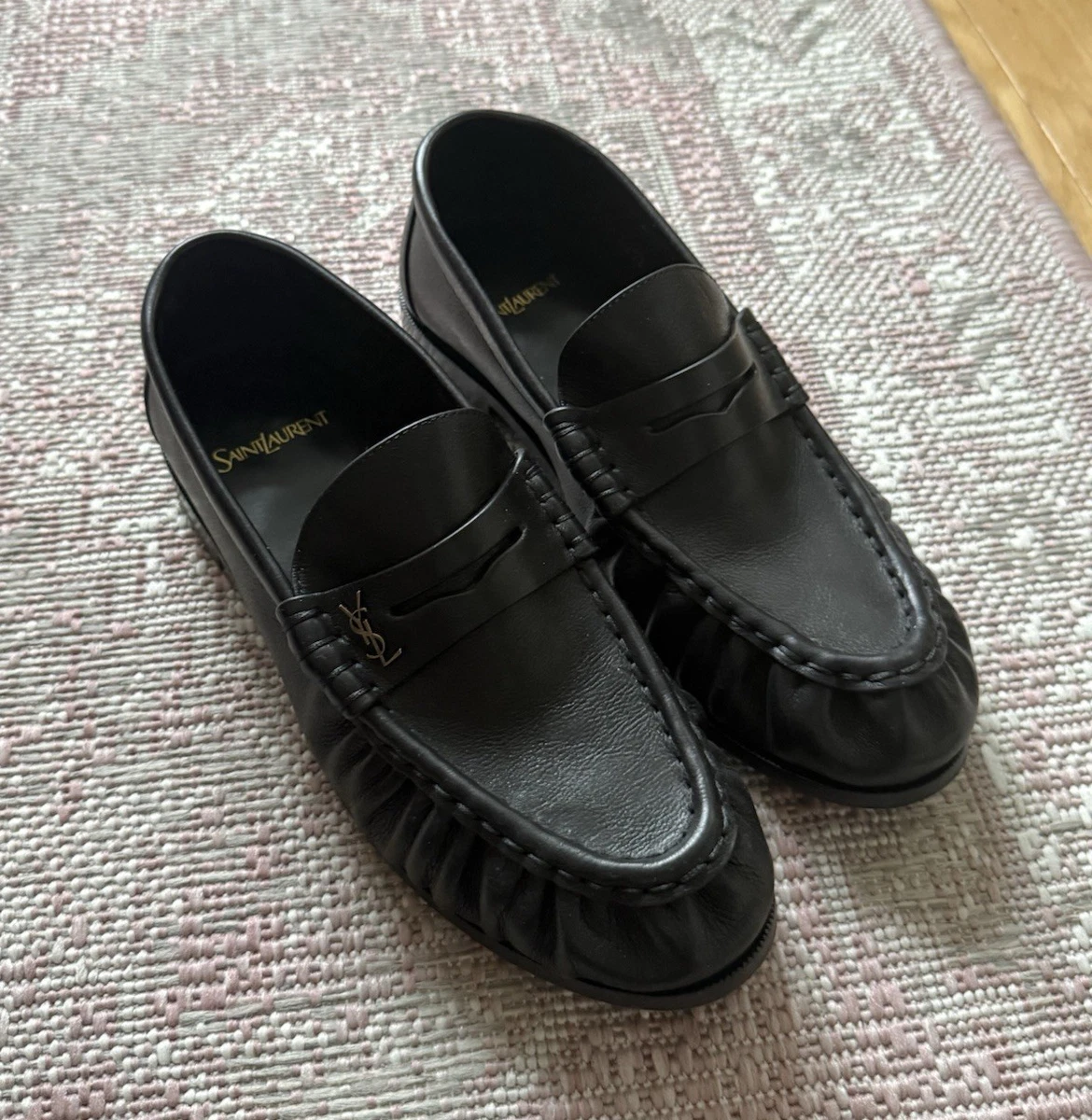 靴 Vintage YSL Loafers 24 1/2 Saint Laurent Loafer Leather Upper Flats for Women for sale | eBay