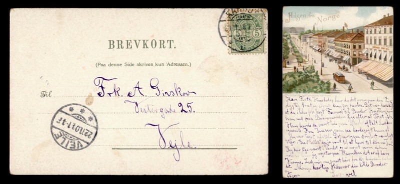 DR WHO 1904 DENMARK AARHUS NORWAY POSTARD TO VEJLE R80172