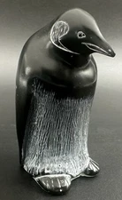 Emperor Penguin Soapstone Sculpture Paperweight Figure Handcrafted In Canada