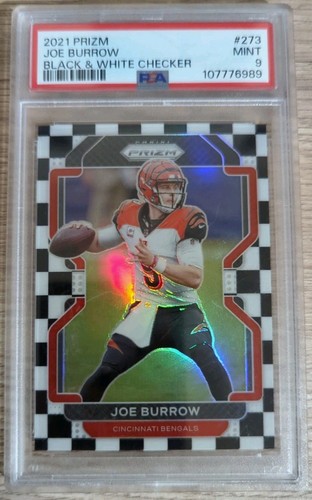 2021 Panini Prizm - Joe Burrow #273 Black & White Checker Prizm PSA 9