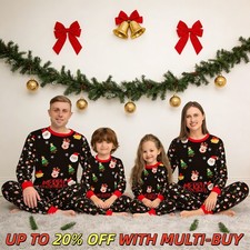 UK Family Matching Christmas Pyjamas Adult Kids Xmas Nightwear Pajamas Pjs Set