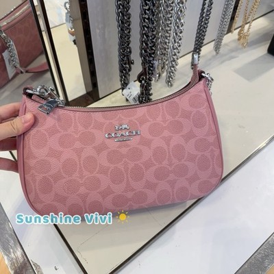 NWT COACH Teri Shoulder Bag Signature Canvas CV933 Dusty Pink | eBay