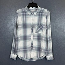 Rails S women’s blue/white flannel long sleeve button up rayon shirt