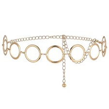Women's Gold Adjustable Metal Circle Chain Belt Waist Jewelry Accessory