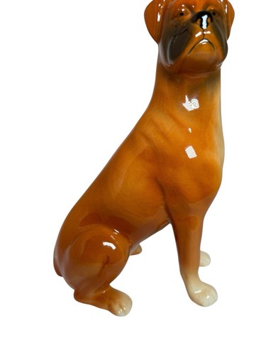 Vintage Ceramic Porcelain Boxer Dog Figurine 21 cm Cute Animal Collectable - Picture 3 of 11