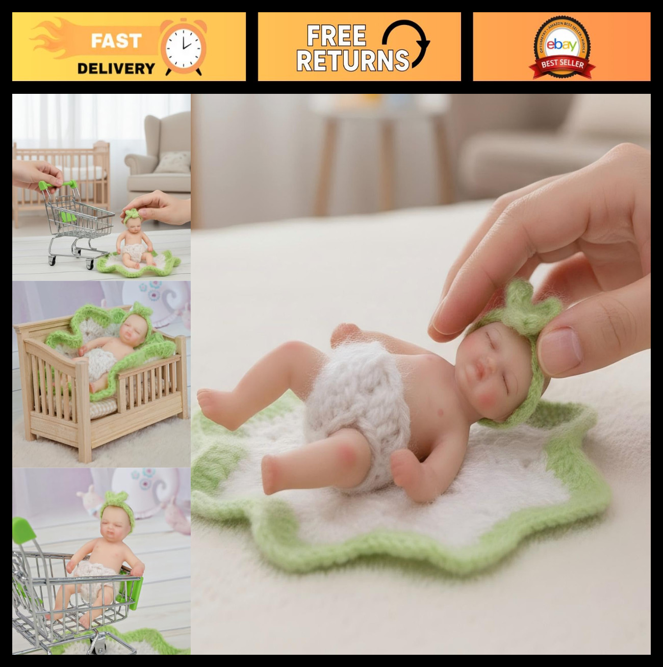 4" Mini Silicone Reborn Baby Doll - Realistic Tiny Full Body