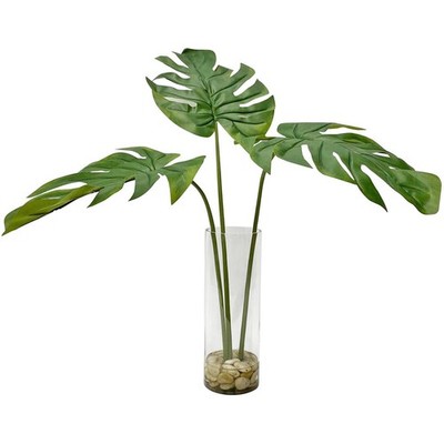 Uttermost 60181 Ibero Clear Glass with Natural Stones Split Leaf Palm