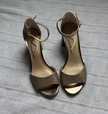 Nina Sparkling Gold Heels with Ankle Straps