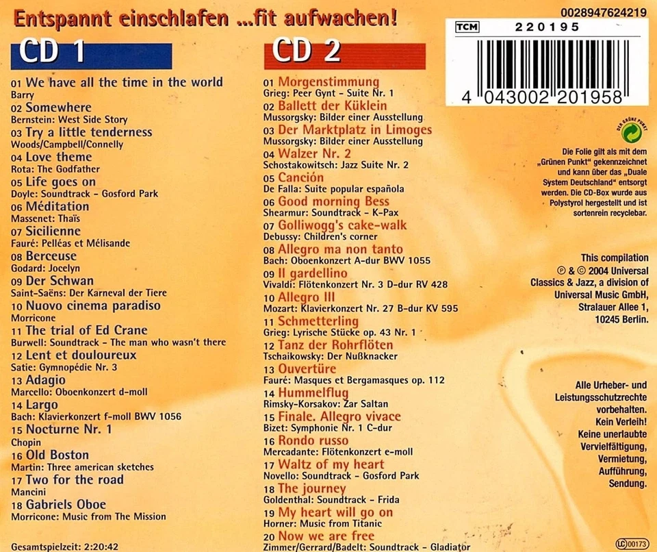 2 x "Entspannt einschlafen ... fit aufwachen " + "WellnesS ..." 2 + 1  Musik CDs - Bild 3 von 3