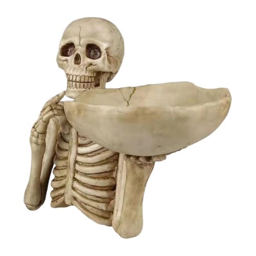 Skull Storage Tray Halloween Candy Bowl Resin Skeleton Decorative Fruit Plat e - Picture 3 of 13