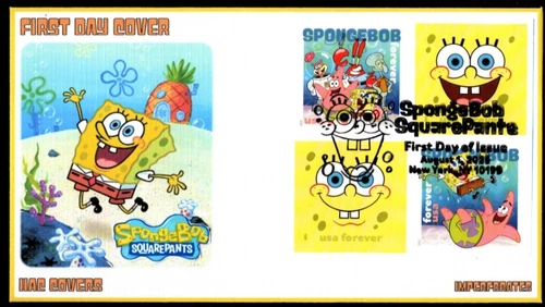 SC# 6025a - 6028a - Sponge Bob Square Pants FDC - imperf - flap open