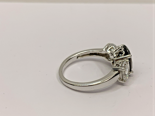 Sterling Silver 925 White & Amber Brown CZ Pave Cocktail Ring Size 7 - Picture 16 of 24