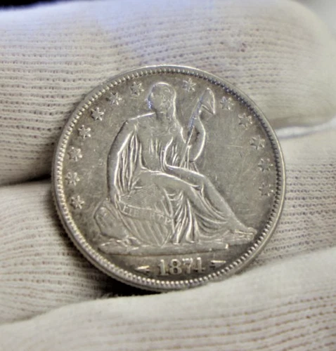 1874 Arrows Seated Liberty Half 50c XF Details (Cleaned)