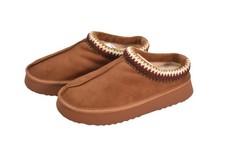 MIA Kalita Slipper Shoes Womens Size 9 Brown Faux Suede Cozy Faux Fur Lined