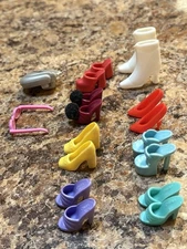 Barbie Lot of Shoes & Accessories for Barbie Dolls- 8 Shoes, Pink Sunglasses