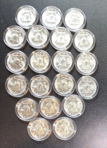 Roll of 20 BU 1963 90% Silver Franklin Half Dollars