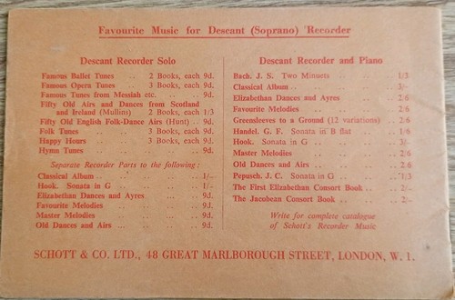 vintage pub'n 1950 FAMOUS BALLET TUNES for Solo Descant Recorder SCHOTT & Co - Picture 9 of 9