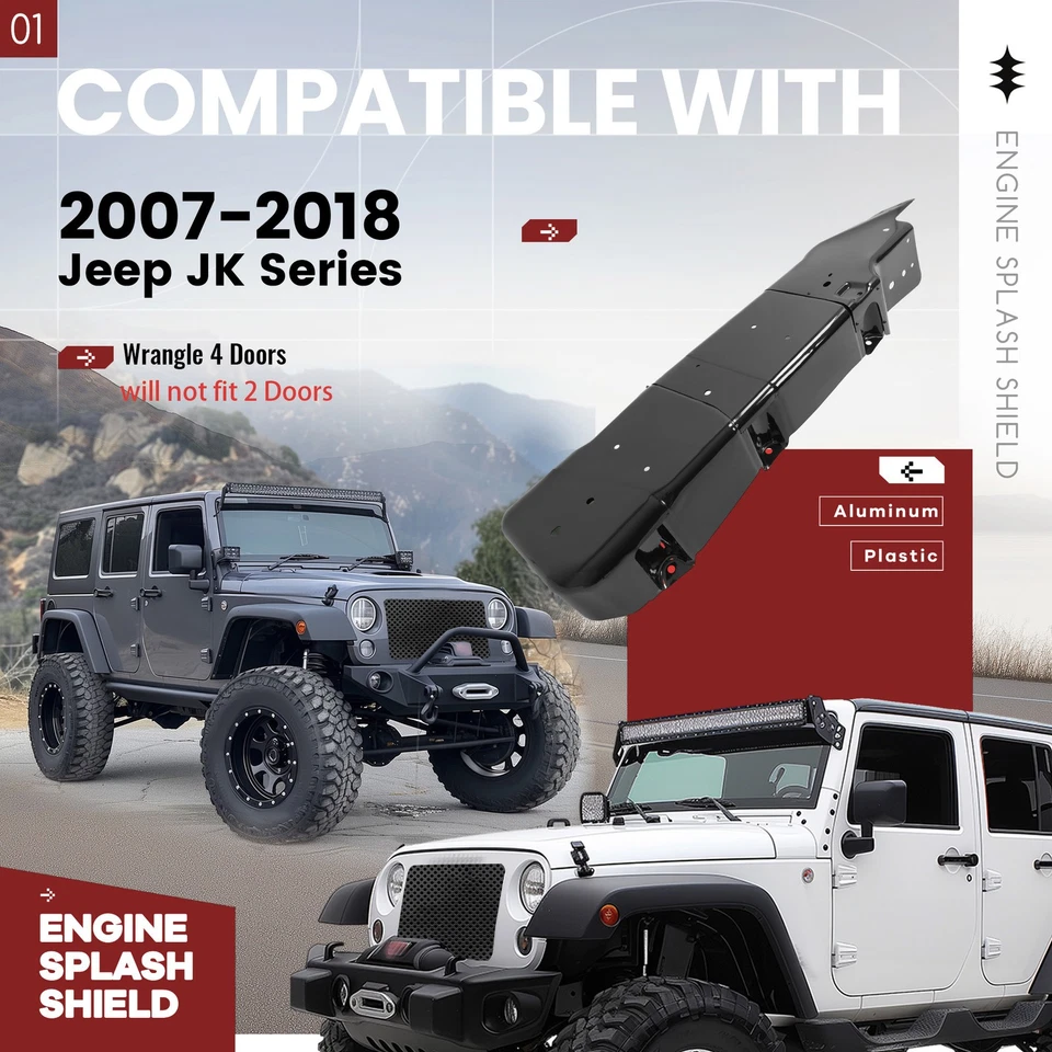 Fuel Gas Tank Skid Plate For Jeep Wrangler 2007-2017 & Wrangler JK 2018 4-Door Foto 3 de 4