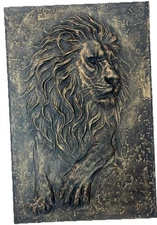Vintage Gold Lion Geometric 3D 6” X 9” Wall Art  Sculpture Gold Home Decor