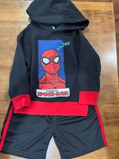 MARVEL SPIDERMAN 2 PC SET BLACK/RED 3T GENTLY USED