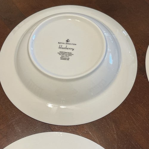 Royal Doulton Blueberry Rimmed Soup Salad Bowls White Yellow Green Blue Set of 4 - Picture 11 of 11