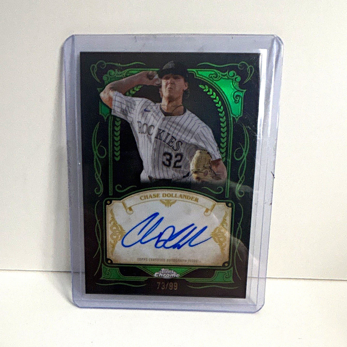 Topps 2026 Chrome Ink Strokes Chase Dollander Rockies #IS-CHA Green Auto /99