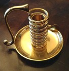 Vintage Solid Brass Spiral Candle Holder With Handle Adjustable Height 5",  80's