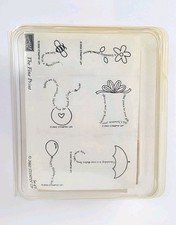 NEW Stampin' Up THE FINE PRINT Set of 6 Mounted Wood Stamps UNUSED UNMOUNTED