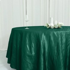 HUNTER GREEN 120" Accordion Crinkle TAFFETA ROUND TABLECLOTH Wedding Decorations