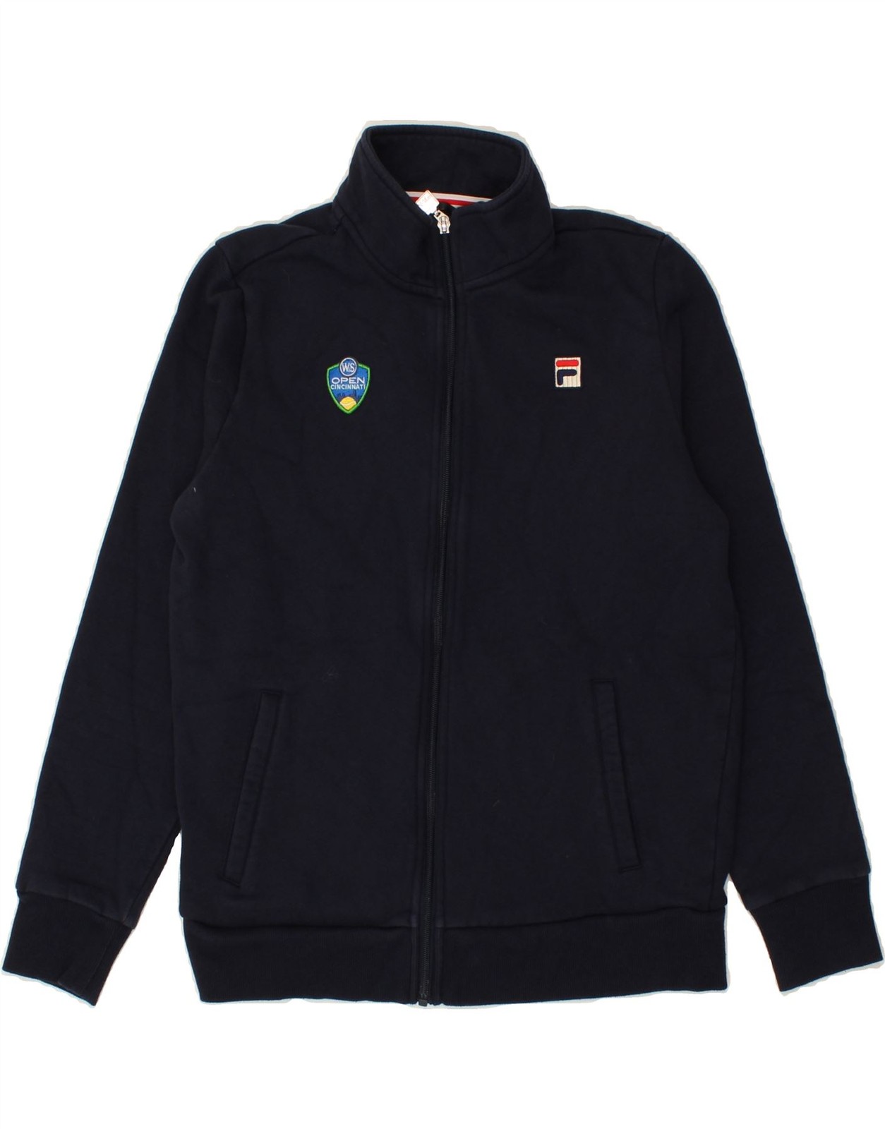FILA tuta donna top giacca UK 14 media blu navy cotone LZ10