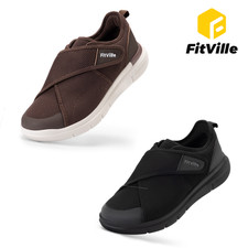 FitVille Men's Extra Wide Diabetic Walking Shoes Adjustable Closure Swollen Feet
