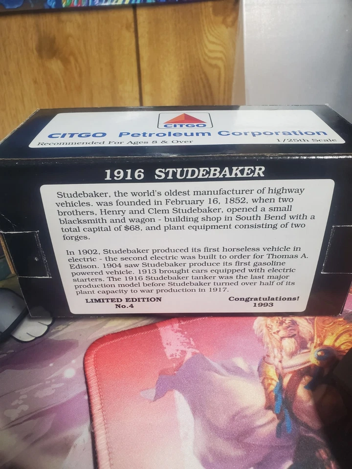 Citgo Petroleum 1916 Studebaker Die Cast Tanker escala 1/25 1993 edición limitada #4 Foto 3 de 4