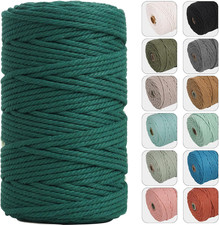 Green Natural Cotton Macrame Cord 4Mm X 109 Yards Twisted Twine String Cord