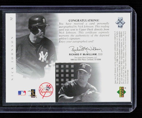 Nick Johnson 2000 SP Authentic #NJ Chirography Rookie Auto - Picture 2 of 2