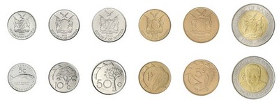 Namibia 5 Cents - 10 Dollars 6 Pieces Set, 1993-2022, KM #2-21, Mint