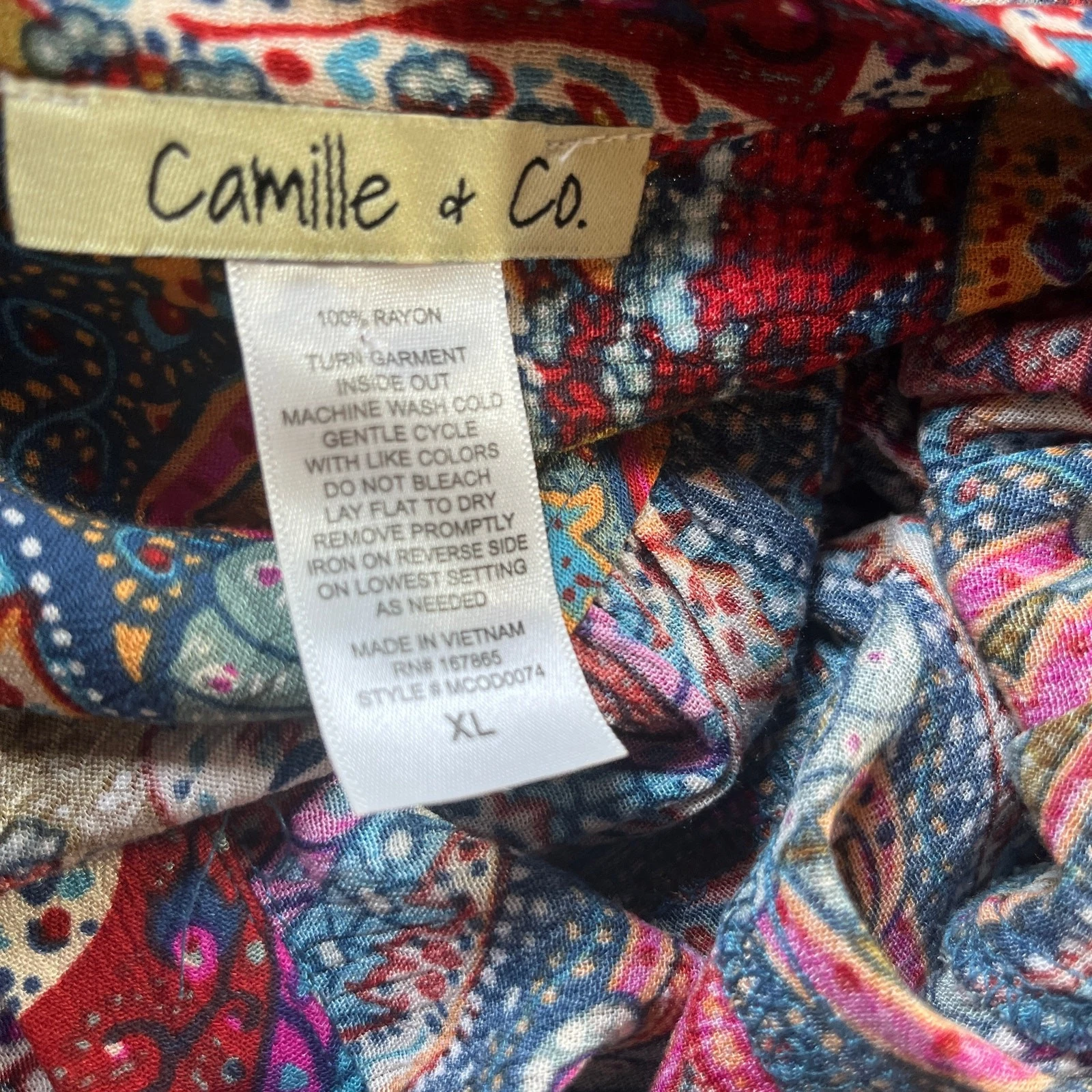 VETEMENTS Camille & Co. Abito donna XL multicolore paisley a strati maniche a campana boho hippie