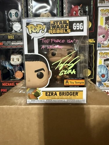 Star Wars Ezra Bridger Funko Pop 696 Toy Temple Exclusive Signed Taylor Gray JSA