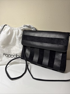 Authentic Roccobarocco Purse Cross Body Black Striped Bag  Gorgeous
