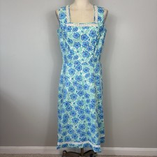 Vtg 70s Lilly Pulitzer LIZA Floral Midi Dress Sz 14 Crochet Lace Cottage