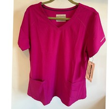 Skechers by Barco Women Large Autumn Berry Breeze V-Neck Scrub Top NWT