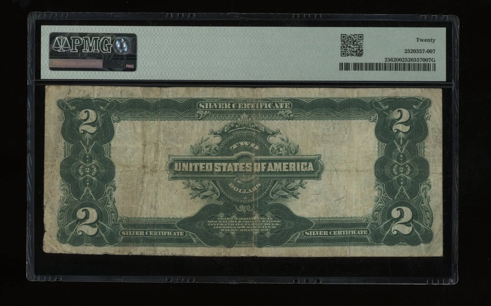 DBR 1899 $2 Silver Certificate Fr. 256 (aka porthole) PMG VF-20 Serial N50800904 - Image 2 of 2