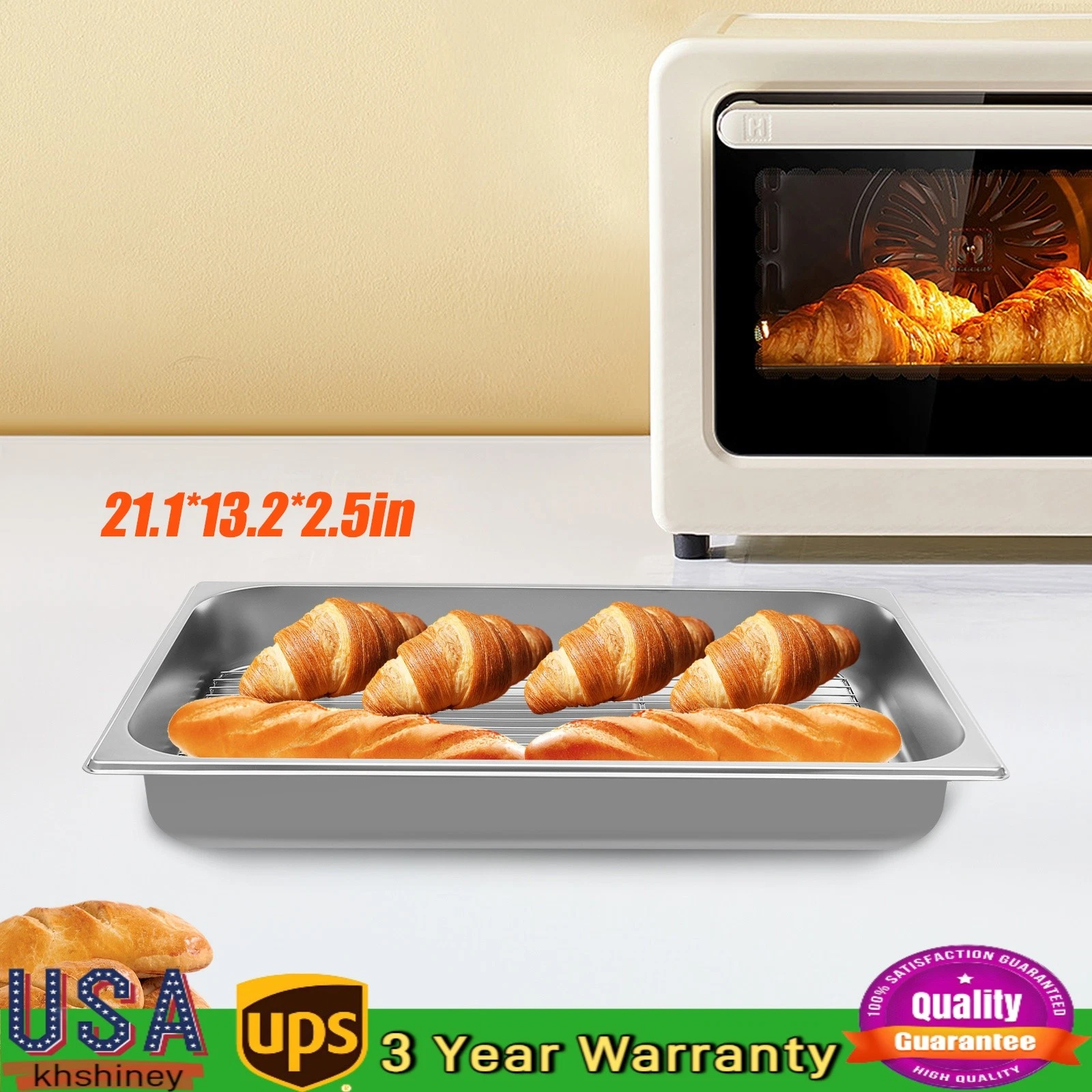 Stainless Steel Roasting Pan Turkey Baking Oven Pan Draining Tray With Rack
