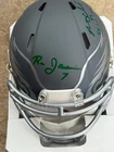ron jaworski , Brent Celek Signed Slate Mini Helmet SB INSC JSA