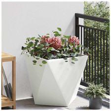 Planter White Steel Cube 50x50x50 cm Heavy Duty Outdoor Corrugated Garden Accent