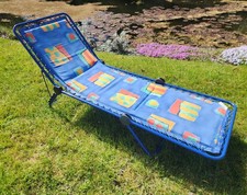 Vintage Lafuma "Ibiza" Garden Folding Sun Lounger, Camping, Reclining Bed, 90s