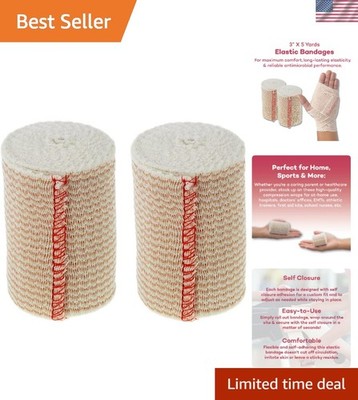 3'' Elastic Bandage Wrap with Self-Closure   2 Elastic Bandages, 5 Yards Stret...